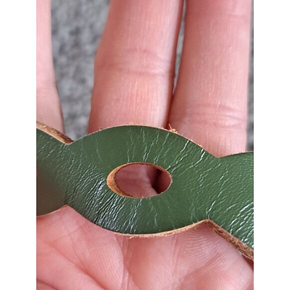 Fossil Green Leather Cutout Belt With Silver Buckle Womens Size L - Picture 6 of 10